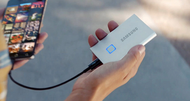 حافظه SSD سامسونگ T7 Touch فقط با اثر انگشت شما باز می‌شود
